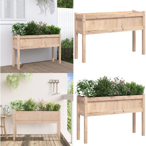 Jardinières avec pieds 110x31x70 cm bois de pin massif - Jardinière En Bois - Jardinière Extérieure - Pot De Fleurs Extérieur - Décoration Jardin - Planter Bois - Home & Living (1/5)