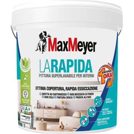 MaxMeyer La Rapida,, Idropittura Superlavabile per Interni, Bianco, 14L (1/3)
