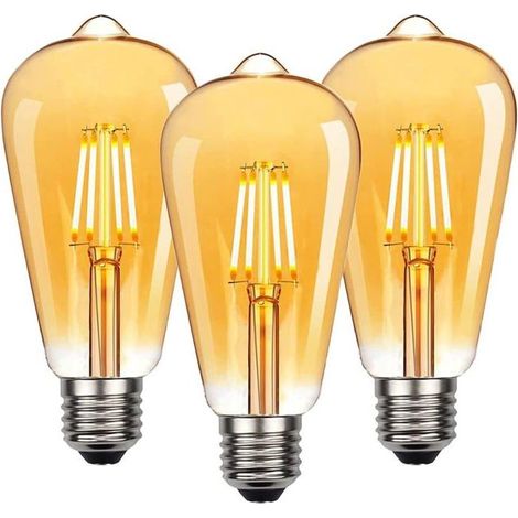 Lot de 3 ampoules LED Edison E27 ST19 4W (équiv. 40W) blanc chaud - style vintage (1/4)