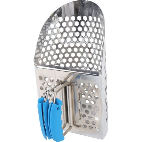 Pelle à tamis acier inoxydable pour prospection métal détecteur plage, manche pliable, accessoire recherche trésors, 262x150x90mm, 2 manchons (1/5)
