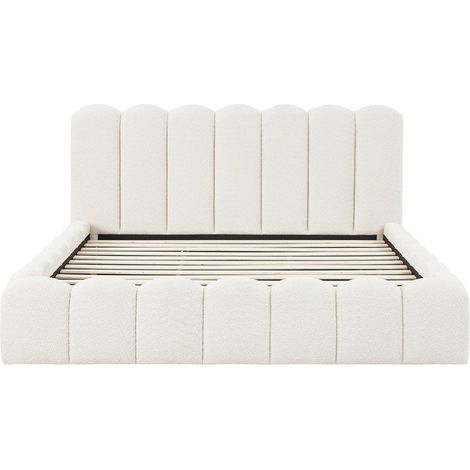 Lit double en tissu bouclette beige 180x200 cm RITA (1/4)