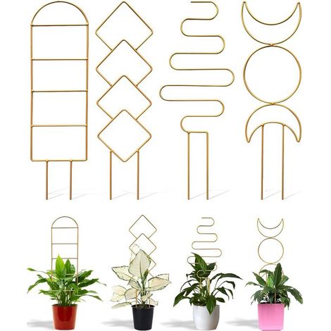 4 Stück 19 Zoll ca 48 3 cm hohe Rankgitter für Zimmerpflanzen kleine Metallrankgitter für Topfpflanzen Kletterpflanzen Efeu und Blumen im Garten gold