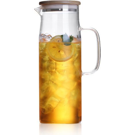 Jarra de agua reforzada con asa y tapa de acero inoxidable, 1,5 litros (50 oz) (1/4)