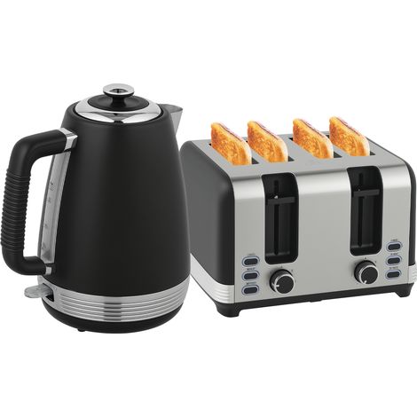 Stainless Steel Panel Kettle and Toaster Set - Black (1/5)