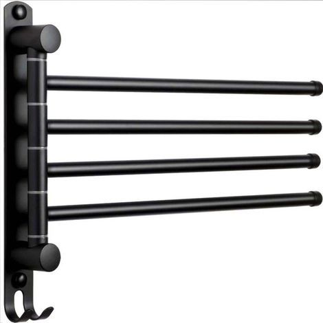 Porte-Serviettes Salle de Bain avec 4 Barres 180°Rotatives Sèche-Serviettes en Acier Inoxydable SUS304 Porte Serviette Murale pour