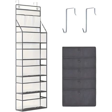 Sac de rangement suspendu - 5+3 PVC transparent,Pochette transparente à suspendre au mur, sac de rangement transparent pour articles divers en cuir avec cintre (1/5)