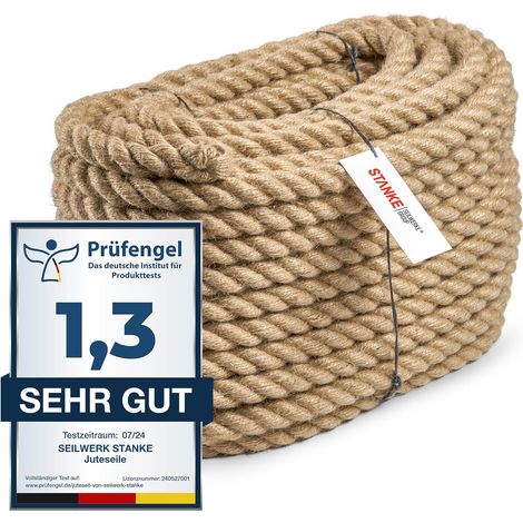 Seilwerk STANKE Juteseil Naturfasern gedreht Tauwerk Hanf Jute Tau Seil Tauziehen Absperrseil Handlauf 6mm 15m