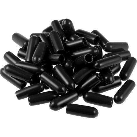 50pcs Capuchon, Diamètre Intérieur 4mm, Caoutchouc Noir, Pour Vis Et Tubes, Protection Meubles