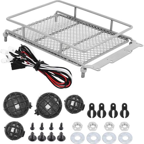Porte-Bagages de Toit en Métal avec Lumière LED pour MN /12 RC Crawler MN90 / MN90K - Personnalisable et (Silver) (1/5)