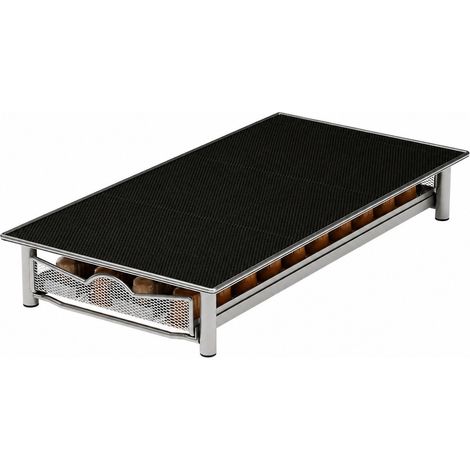 Boîte de rangement pour capsules, organiseur de dosettes de café type tiroir, métal gris argenté (peut contenir 40 capsules Nespresso) (1/2)
