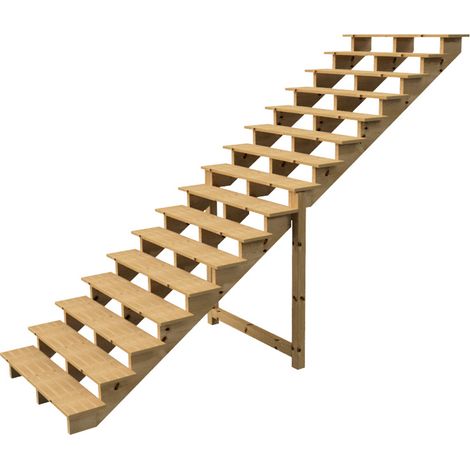 Außentreppe Holz Höhe 275cm 16 Stufen, Breite 140cm, OHNE Setzstufen