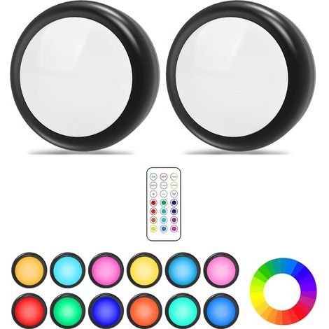 2-Piece Closet Light Set, RGB LED 13 Colors, Adjustable Brightness, Wireless, Remote Control, for Kitchen and Bedroom (1/5)