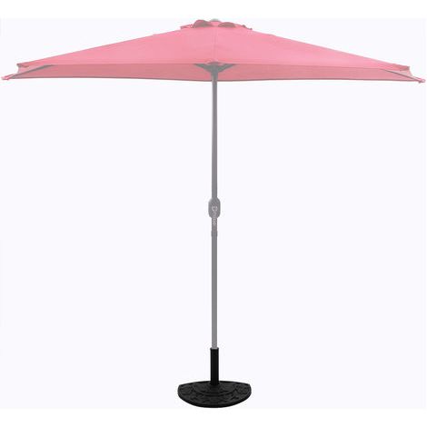 Deuba Half-Round Semi Circle Parasol Base Stand Holder 9 KG Weight Fits Up to 5cm Pole Flower Design Sturdy & Heavy Duty Weatherproof Black