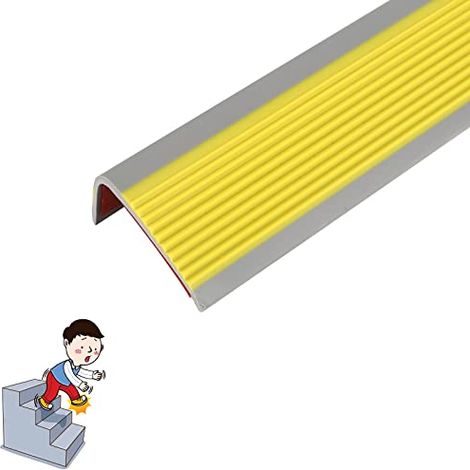 Nez de marche autocollant en PVC antidérapant en forme de L, longueur 1 m, protection de marche, pour escaliers intérieurs et extérieurs, jaune clair (1/5)