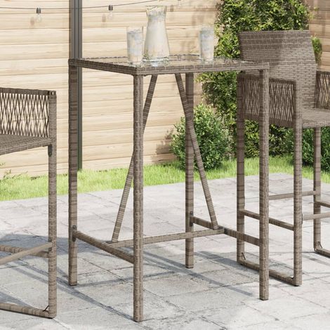 Outdoor Bar Table Grey 70x70x110 cm Poly Rattan vidaXL (1/5)