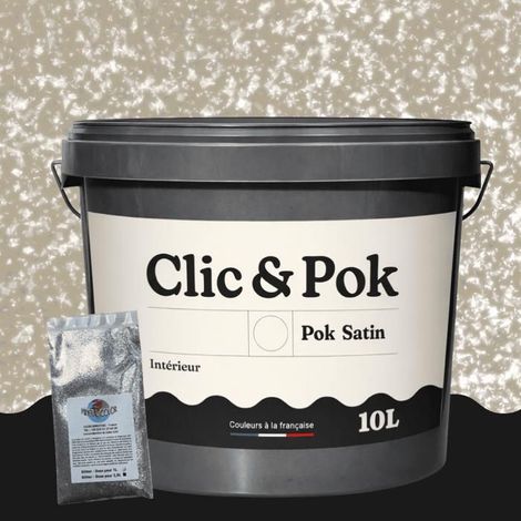 Peinture Effet Pailleté pour Murs & Plafonds - POK PAILLETTE - 10L - Lin Foncé (1/4)