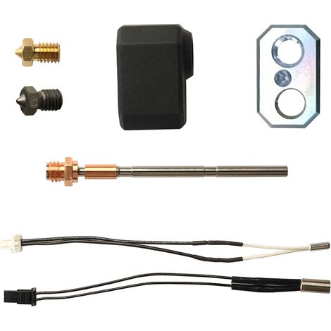 Kit d'Accessoire pour Hotend Compatible avec Prusa MK4 avec Bloc de Chauffage, Manchon de Silicone, Embout en Cuivre-Titane et Thermistor, Embouts 0.4mm en Bronze et Acier pour Filaments 1.75mm (1/3)
