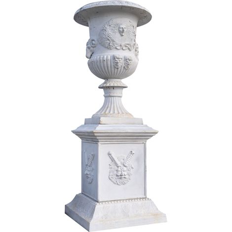 Vase with cast iron base with white antiqued finish (1/5)