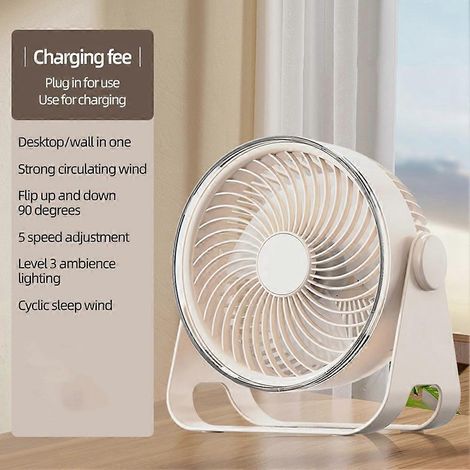 Ventilateur mural sans fil de cuisine 4000 mAh USB, climatiseur de bureau/de salle de bain, ventilateur de circulation d'air B (1/5)