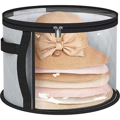 Scatola portaoggetti trasparente di grandi dimensioni per 7 cappellini, cappelliere portatili con coperchio e manici (1/4)