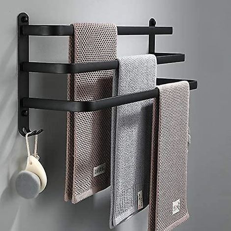 Towel Bar - 50 cm - Wall Mounted - Triple Tier - Aluminum - For Bathroom Kitchen Salon - 1 Piece (1/5)