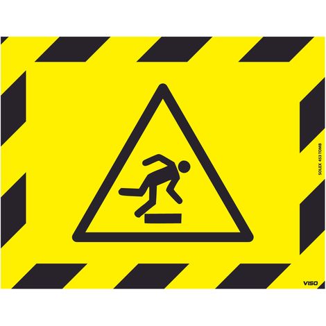 Etiquette danger, avec pictogramme : Obstacle au niveau du sol, Auto-adhésif ( Prix pour 1 )