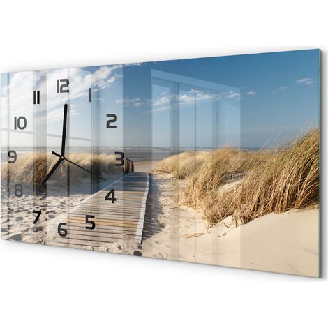 Horloge Murale Panoramique 60x30 cm en Verre Trempé Silencieuse Design Moderne La route vers la plage (1/5)