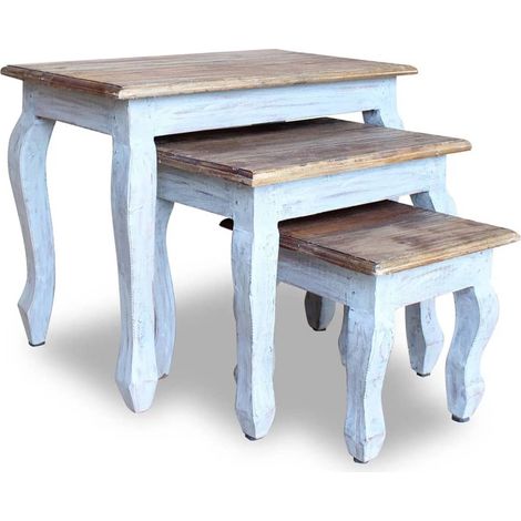 Ensemble de tables gigognes 3 pcs Bois de récupération massif (1/5)