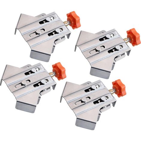 Lot de 4 serre-joints d'angle à 90° polyvalents Équerre de serrage professionnelle en acier inoxydable, robuste, pour menuiserie et encadrement, modèle ouvert (1/3)