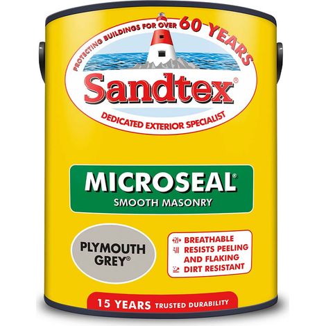 Sandtex 15 Year Microseal Smooth Masonry - Plymouth Grey - 5L