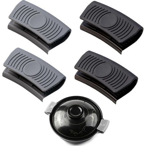 4 Impugnature in Silicone, Presine in Silicone Resistenti al Calore, Protezioni per Mani per Pentole, Universali e Rimovibili, Protezione contro (1/5)