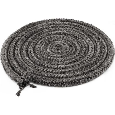 Joint Noir en Fibre de Verre, Joint Tressé pour Insert et Poêle, Imprégnée de Graphite Joint d'Étanchéité en Fibre de Verre Corde de Joint de Cheminée Remplacement, Ø 8mm x 2M (1/5)