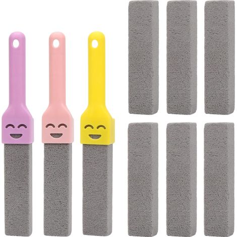 Brosse Nettoyage Pierre Ponce, Brosse WC, 9 Pierres Ponces + 3 Manches, pour Le Nettoyage des Toilettes Et de La Salle de Douche, Cuisines (1/5)