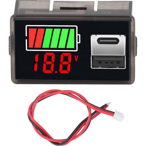 Batteriespannungsmonitor mit LED-Anzeige, Batteriemessgerät mit USB- und USB-C-Anschlüssen für Fahrzeug und Motorrad B