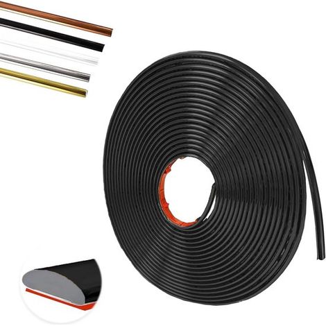 Profilo autoadesivo in metallo spazzolato, 8 m x 8 mm x 3 mm - Modanatura per soffitto in gesso - Autoadesivo - Nero - Adatto per pareti TV, soffitti e decorazioni per la casa (1/5)