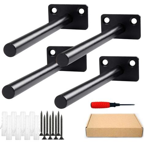 soportes invisibles para estantes flotantes de 15 cm, de metal, con fijación oculta, para estanterías de pared de madera, con destornillador Phillips. (1/5)