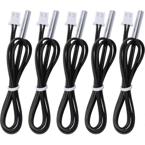 Sonde de température NTC en acier inoxydable avec 5 sondes B3950 de 10 kΩ, plage de mesure de -25 à 125 °C, câble de 0,5 mètre. (1/5)
