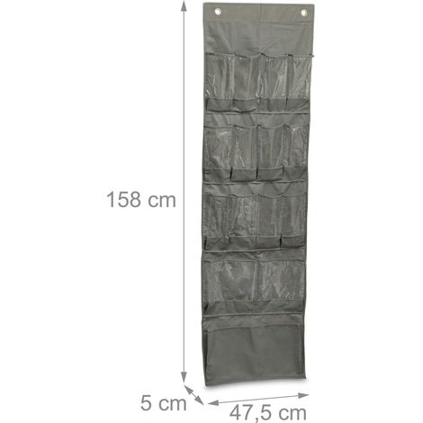 Organizer per scarpe da appendere 15 tasche pratico contenitore moderno camera da letto 120 x 30 cm in plastica grigia 130015381
