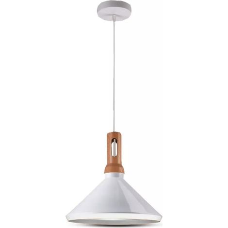 Lampadario a sospensione bianco in metallo con attacco E27, diametro 35 cm, altezza totale 130 cm, stile moderno, IP20