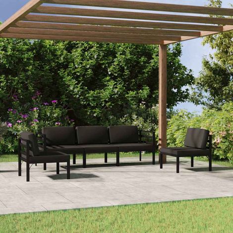 vidaXL Set muebles de jardín 5 pzas y cojines aluminio gris antracita (1/5)