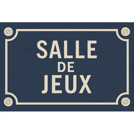 Plaque de porte en métal  Salle de Jeux  Style plaque de rue (1/2)