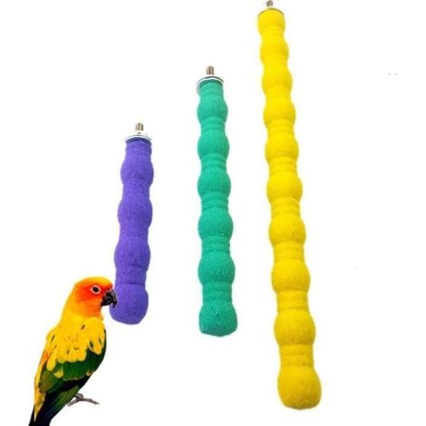 3 pièces Perchoir Perroquet, Oiseau Perchoir Ciment, Oiseaux Perches Perroquet Stand pour Cage 10cm,16cm,26cm Couleur aléatoire (1/4)