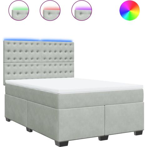Maison Exclusive - Cama box spring con colchón terciopelo gris cl (1/5)