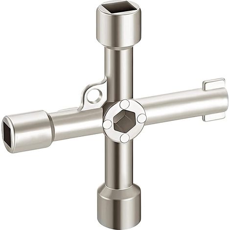 Clé multifonction à 4 voies pour l'ouverture des armoires de commande et des compteurs d'eau. (1/5)