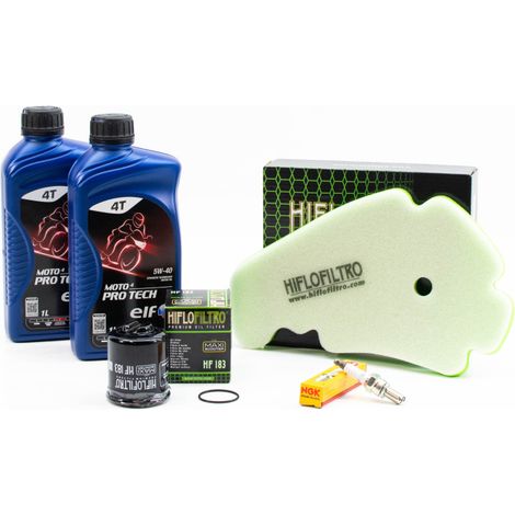 Kit Révision Filtres Bougies pour PIAGGIO Beverly 125 Tourer de 2009 à 2010 - ELF SCOOTER 4 MAXI CITY 5w40 2L