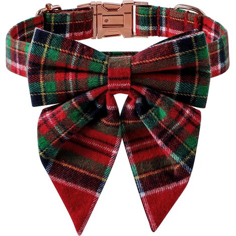 Collier Chien - Coton Respirant Ajustable avec Nœud Papillon Amovible - Pour Chiots et Chiens de Toutes Races - Tailles S M L (1/5)