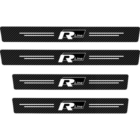(Pour R-Line) Seuil de porte de protection en cuir PU et fibre de carbone,avec autocollants anti-rayures pour Volkswagen Golf Beetle R-Line (1/3)