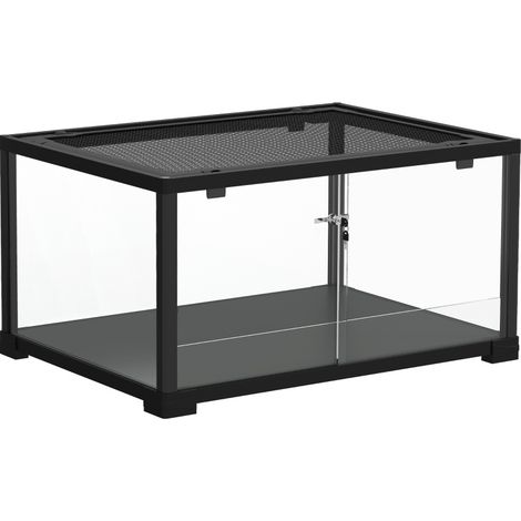 Terrario per rettili in vetro temperato 86,3 L con porte scorrevoli, 60 x 45 x 32 cm, nero MODENUIT (1/3)