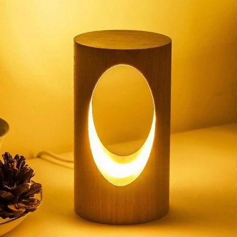 Lampe de bureau LED en bois, veilleuse de chevet, éclairage LED à intensité variable, décoration de table originale (1/5)