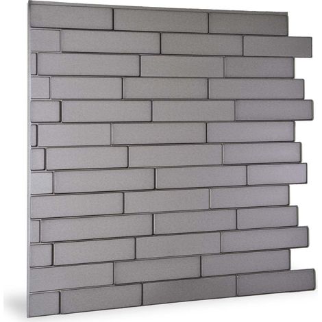 Panneau mural 3D Profhome 3D 705257 Piano Steps Smoked Gray Panneau décoratif lisse d'aspect pierre brillant gris 2 m2 (1/4)